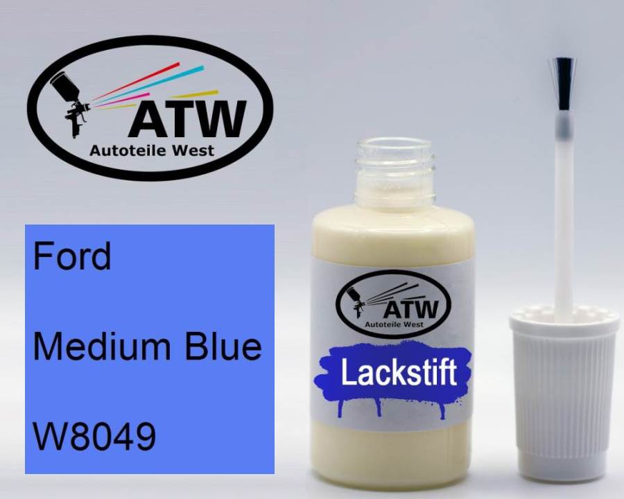 Ford, Medium Blue, W8049: 20ml Lackstift, von ATW Autoteile West.